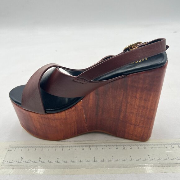 miss left Brown Crisscross Strap Open Toe Slingback Adjustable Buckle Sandals - Picture 2 of 8